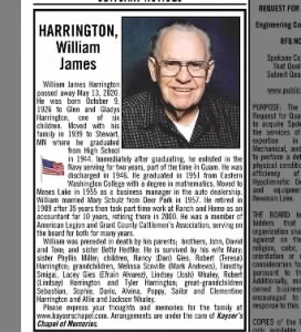 Harrington, William James - Obituary