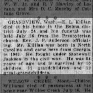 Obituary for E. L. Killian