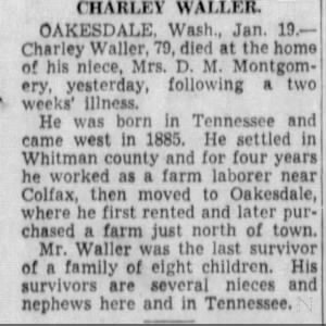 Obituary for CHARLEY WALLER